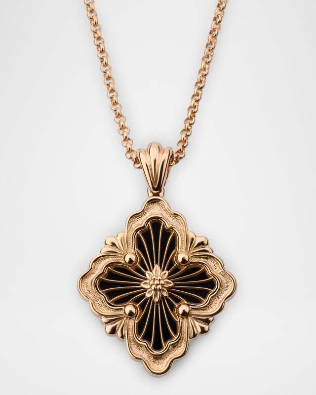 Opera Tulle Onyx Pendant Necklace in 18K Pink Gold, Large